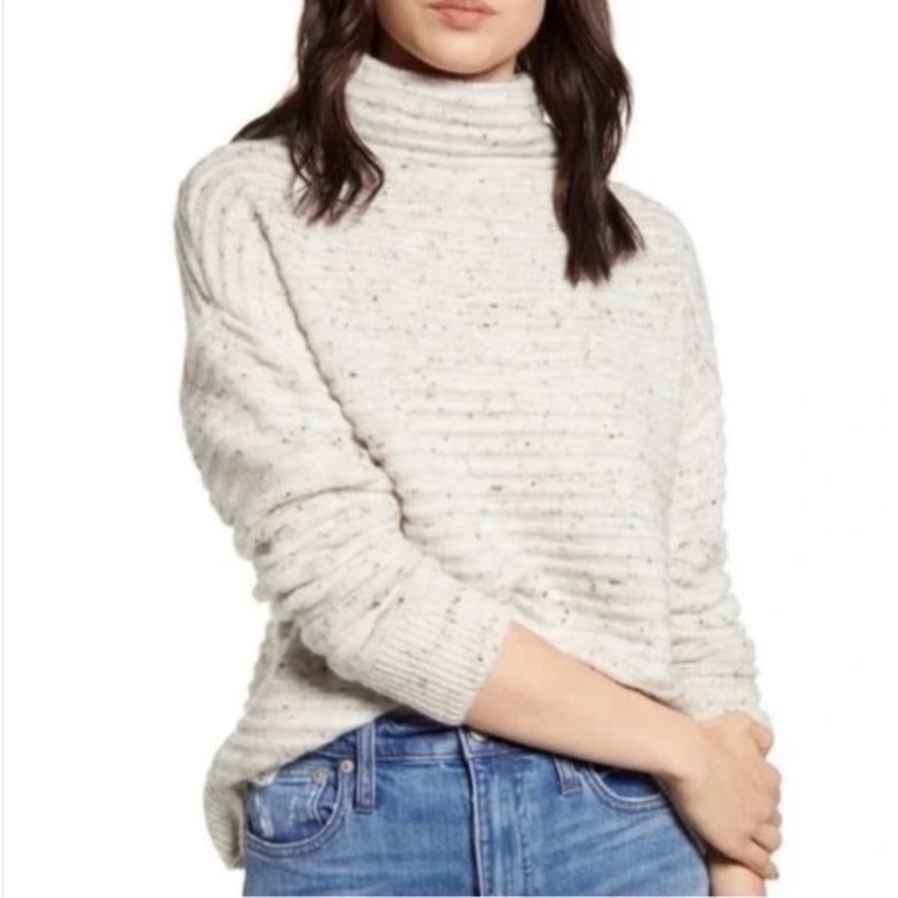 Madewell Donegal Belmont Mockneck Sweater in Coziest Yarn Ivory